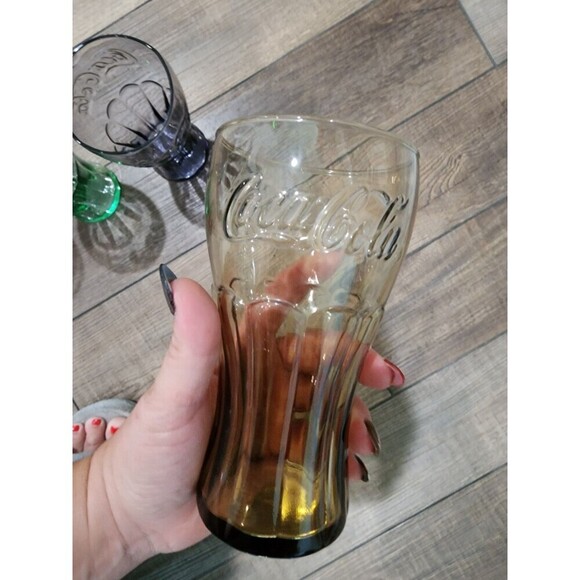 Mcdonalds Coca-Cola glasses Green, Red, Brown & Purple Set Of 4 - Picture 9 of 10